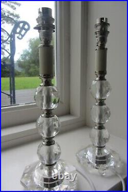 Pair Of Laura Ashley Vintage Candlestick Glass Lamp Bases With New Shades