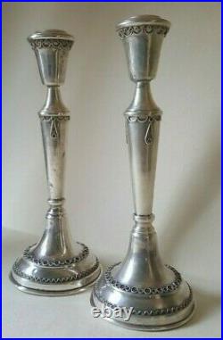 Pair Of Sterling Silver Candlesticks Vintage Candle Holders 925, 161g / 19cm