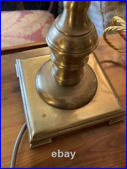 Pair Of Tall Vintage Fredrick Cooper Brass Candlestick Table Lamps & Shades 96cm