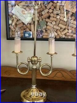 Pair Of Vintage 2 Arm Horn Trumpet Brass Candlestick Bouillotte Lamp