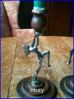 Pair Of Vintage Art Deco Woman Candle Stick Holders
