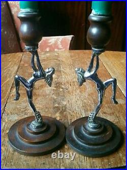Pair Of Vintage Art Deco Woman Candle Stick Holders