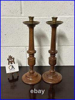 Pair Of Vintage Beautifully Turned Candle Holders / Candlesticks