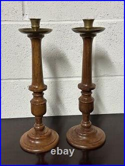 Pair Of Vintage Beautifully Turned Candle Holders / Candlesticks