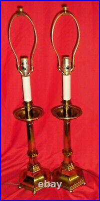 Pair Of Vintage Brass Finish Stiffel Candlestick Table Lamps