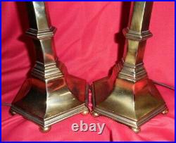 Pair Of Vintage Brass Finish Stiffel Candlestick Table Lamps