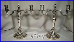 Pair Of Vintage Christofle Silverplate Cluny 2 Light Candleabra Candlesticks