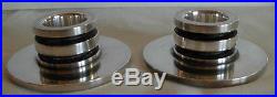 Pair Of Vintage Georg Jensen Sterling Silver Pyramid Candlesticks # 747 A