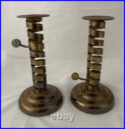 Pair Of Vintage LAURENCE BUTLER Copper & Brass Cellar Rat Tail Candlesticks RARE