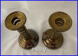 Pair Of Vintage LAURENCE BUTLER Copper & Brass Cellar Rat Tail Candlesticks RARE