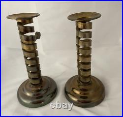 Pair Of Vintage LAURENCE BUTLER Copper & Brass Cellar Rat Tail Candlesticks RARE