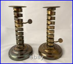 Pair Of Vintage LAURENCE BUTLER Copper & Brass Cellar Rat Tail Candlesticks RARE