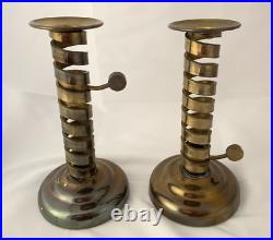 Pair Of Vintage LAURENCE BUTLER Copper & Brass Cellar Rat Tail Candlesticks RARE