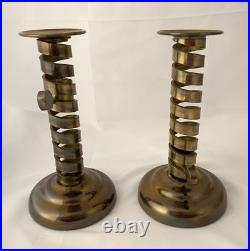 Pair Of Vintage LAURENCE BUTLER Copper & Brass Cellar Rat Tail Candlesticks RARE