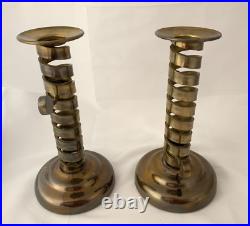 Pair Of Vintage LAURENCE BUTLER Copper & Brass Cellar Rat Tail Candlesticks RARE