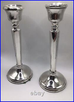Pair Of Vintage Silver 7 Tall Candlesticks Hallmarked Birmingham 1970 Weighted