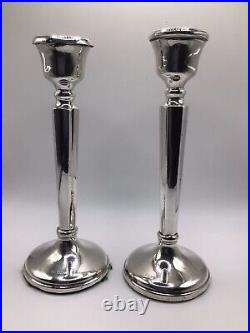 Pair Of Vintage Silver 7 Tall Candlesticks Hallmarked Birmingham 1970 Weighted