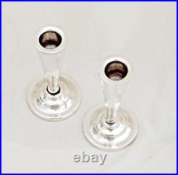 Pair Of Vintage Sterling Silver Perfect Cone-shaped Small Candlesticks 255 Grams