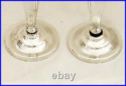 Pair Of Vintage Sterling Silver Perfect Cone-shaped Small Candlesticks 255 Grams