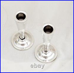 Pair Of Vintage Sterling Silver Perfect Cone-shaped Small Candlesticks 255 Grams