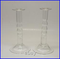 Pair Of Vintage Steuben Tall Candlesticks Colonial designed by Dowler 1970's