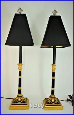 Pair Of Vintage Tall Rococo Style Column Candlestick Lamps, Kaiser Kuhn Ltd