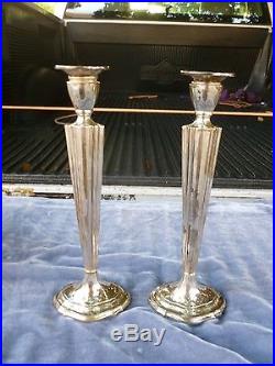 Pair Of Vintage Weighted Sterling Silver Whiting Single Candlesticks W Monogram