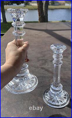 Pair Of Waterford Crystal Kinsley Candlestick Holders, 10 Inches Tall, Ireland