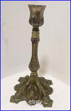 Pair Ornate Pewter Silver Plated Candlesticks Rare Vintage Candle Holders Décor