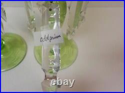 Pair Pairpoint 11.75 Luster Candlesticks, Wheel Cut Crystal, Controlled Bubble