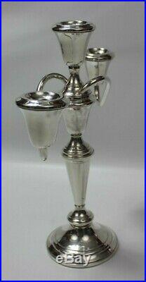 Pair VTG Fisher Sterling Silver CONVERTIBLE 3 -Candle Candlesticks 12.925 376