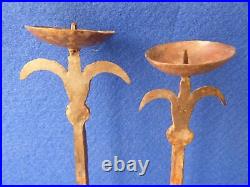 Pair Very Old Vintage Handmade Brass Candlestick