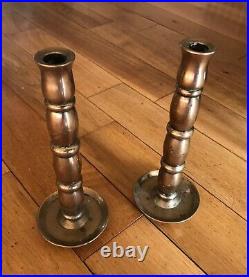 Pair Victorian Solid Brass Candle holder pillar Candlestick 2.24kg each 26cm H
