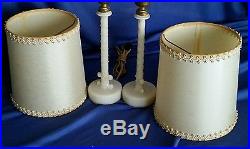 Pair Vintage Aladdin Table Lamps Candlestick Bedroom Bedourie Alacite Shades