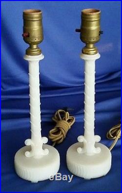 Pair Vintage Aladdin Table Lamps Candlestick Bedroom Bedourie Alacite Shades