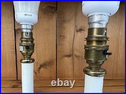 Pair Vintage Barley Twist Candle Stick Heavy Brass Table Desk Lamps