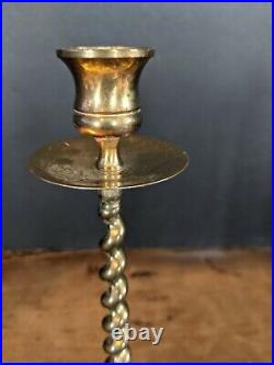 Pair Vintage Brass Barley Twist Candle Sticks Holders 10.5Tall cottage core