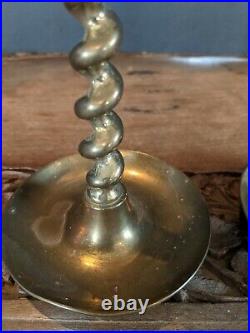 Pair Vintage Brass Barley Twist Candle Sticks Holders 10.5Tall cottage core