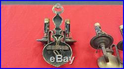 Pair Vintage Brass Candle Stick Style Electric Wall Sconces lights