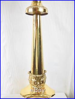 Pair Vintage Brass Repousse Alter Candlestick or Pricket Lamp Bases. 35