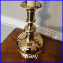 Pair Vintage Chapman Brass Black Shades Buffet Candlestick Lamps 80s Free Ship