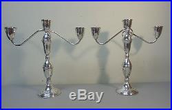 Pair Vintage Duchin Sterling Silver 3-lite 11.5 Candelabra / Candlesticks