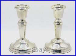 Pair Vintage Elizabeth II Small Sterling Silver Candlesticks Fully Hallmarked
