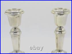Pair Vintage Elizabeth II Small Sterling Silver Candlesticks Fully Hallmarked