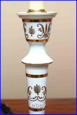 Pair Vintage Frederick Cooper Porcelain Candlestick Lamp Limoges Original Shades