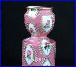 Pair Vintage French Hand Painted Porcelain Sevres Style Candlesticks Pink Roses
