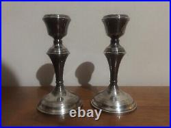 Pair Vintage Georgian Style Sterling Silver Candlesticks 1962