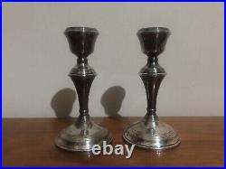 Pair Vintage Georgian Style Sterling Silver Candlesticks 1962