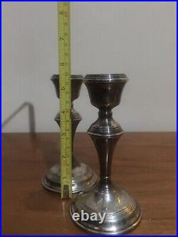 Pair Vintage Georgian Style Sterling Silver Candlesticks 1962