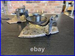 Pair Vintage Hugo Berger Germany Arts & Crafts Wrought Iron Candlestick Holders